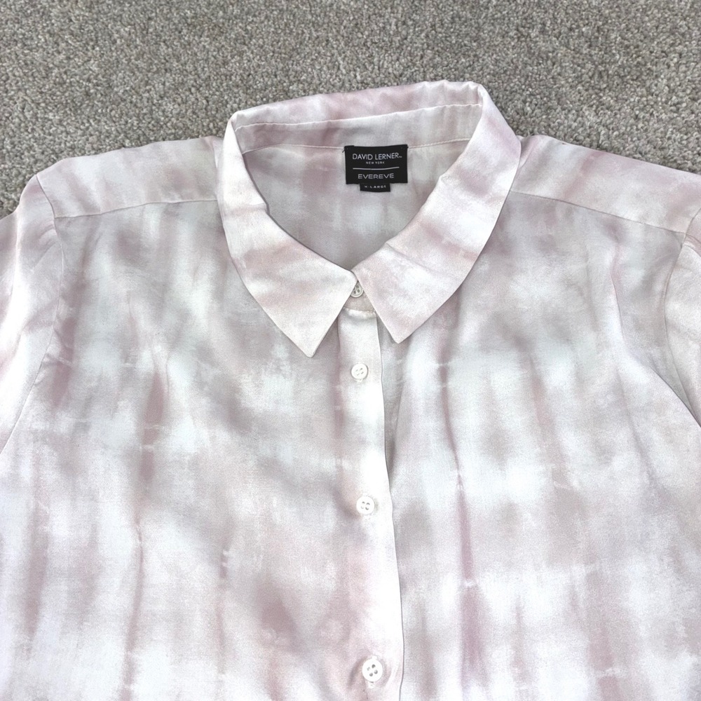 David Lerner Evereve Portman Tie Dye Button Down Shirt Womens XL Career Classic